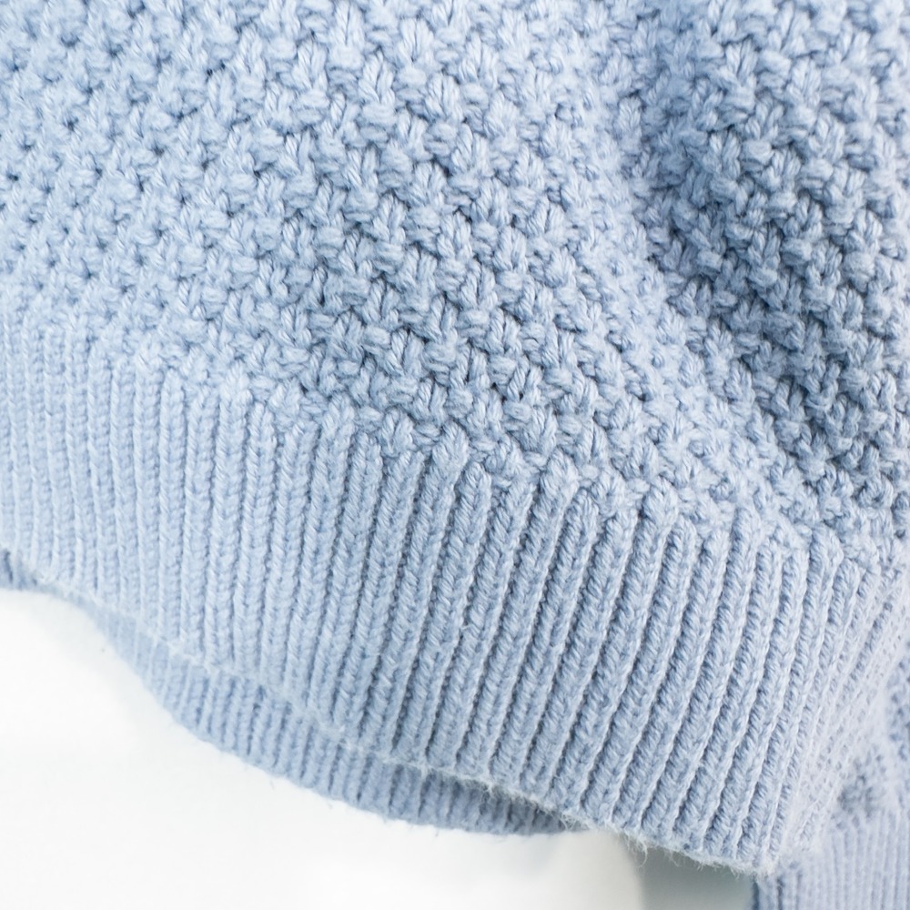 Boden Textured Cotton Button Shoulder Sweater Womens Large Blue Preppy Coastal - Picture 10 of 16